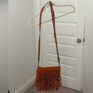Altar’d State Brown Leather Fringe Crossbody